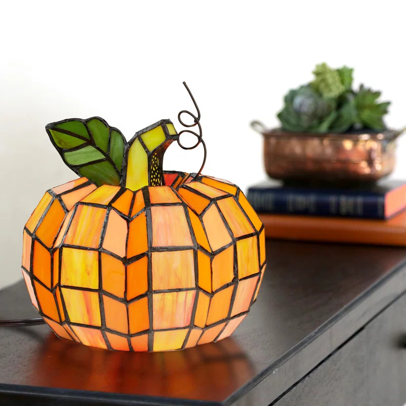 Crew Park Patch the Pumpkin 9"H Stained Glass Accent Light | Wayfair North America