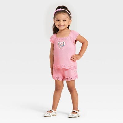 Toddler Girls' 2pc Disney Princess Sweater Knit Tank & Shorts Set - Pink 3T | Target