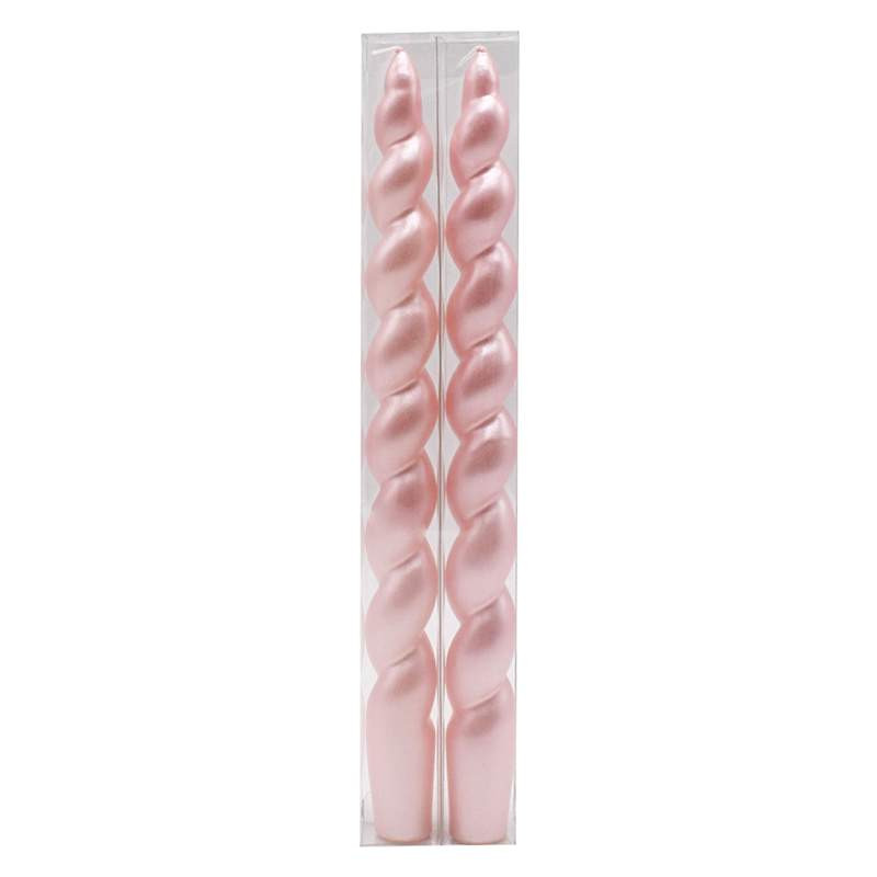 2-Pack Pink Twisted Taper Candles | At Home