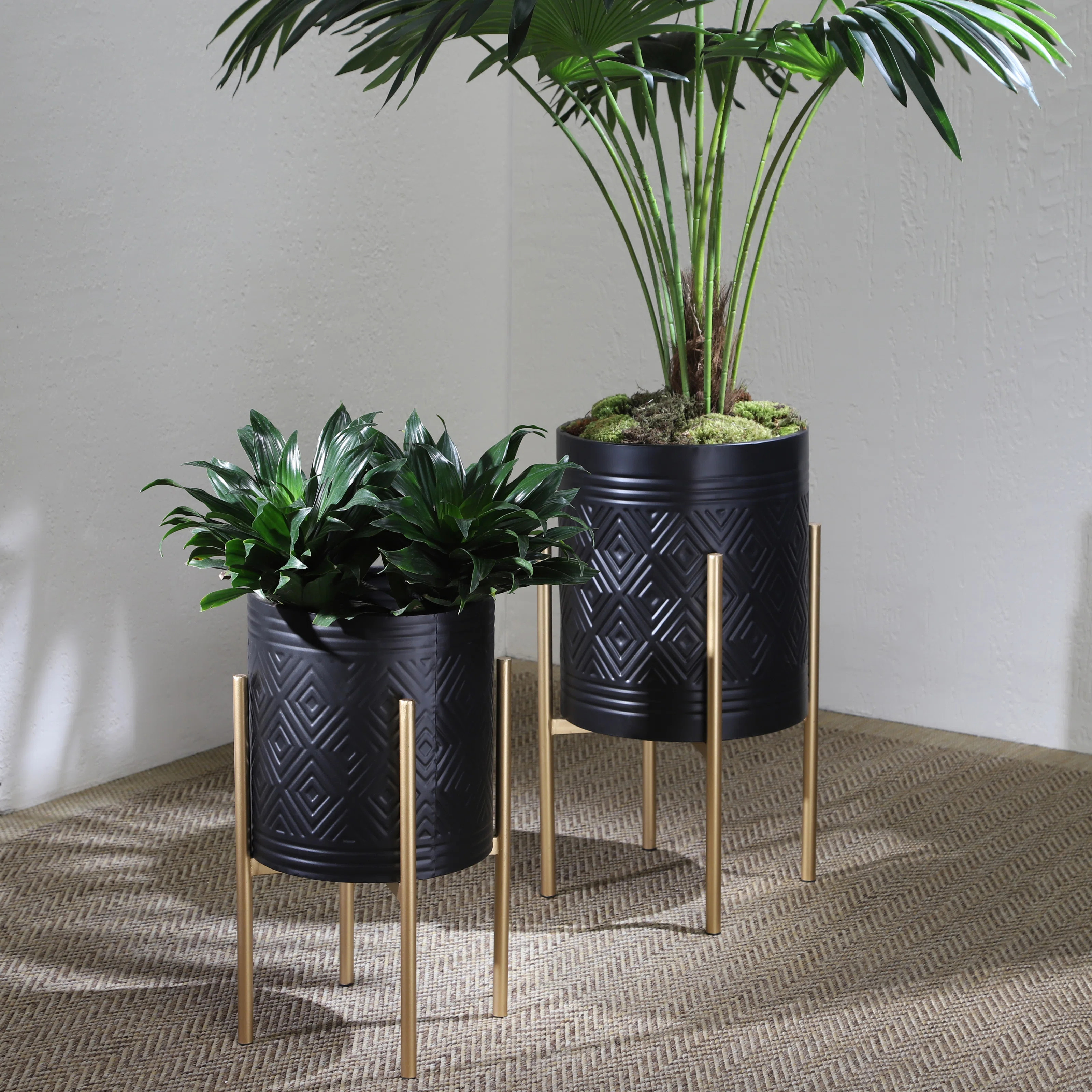 Modern Metal Planter Pots with Stands - Decorative Iron Plant Holders for Indoor & Outdoor Use, S... | Wayfair North America