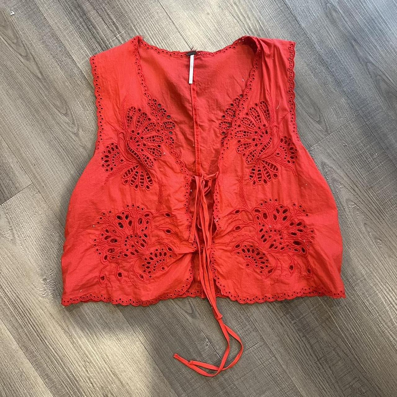 Free People Women's Blouse - Red - S | Depop US