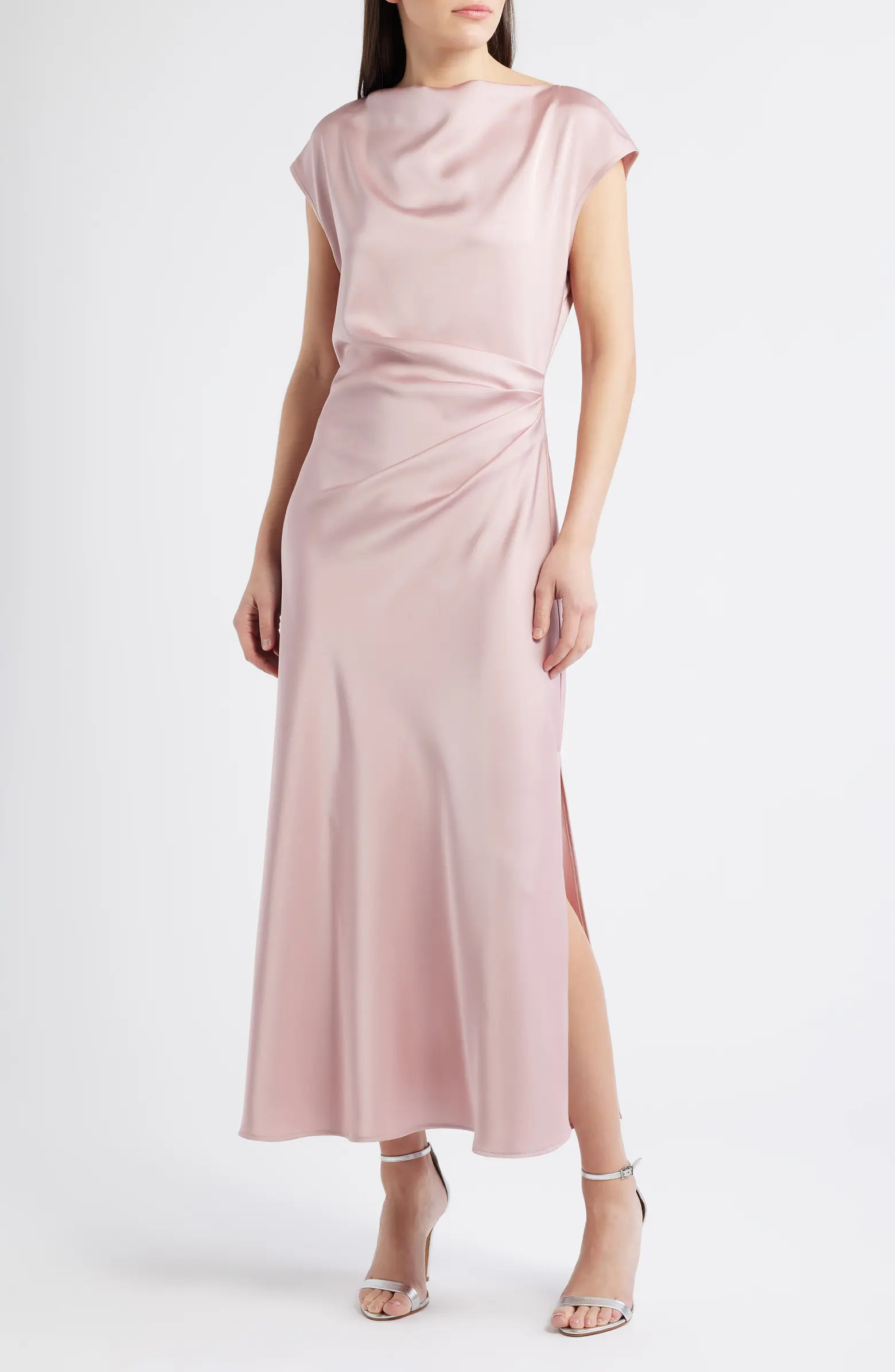 Side Ruched Satin Maxi Dress | Nordstrom