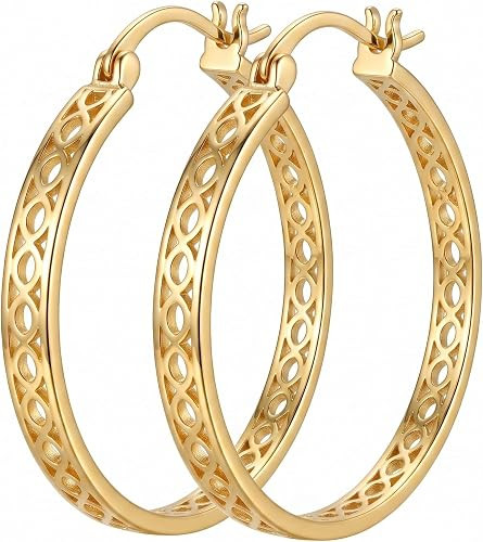 14K Gold Hoop Earrings for Women 30mm Gold Earrings for Women Trendy 14k Gold Huggie Earring for ... | Amazon (US)