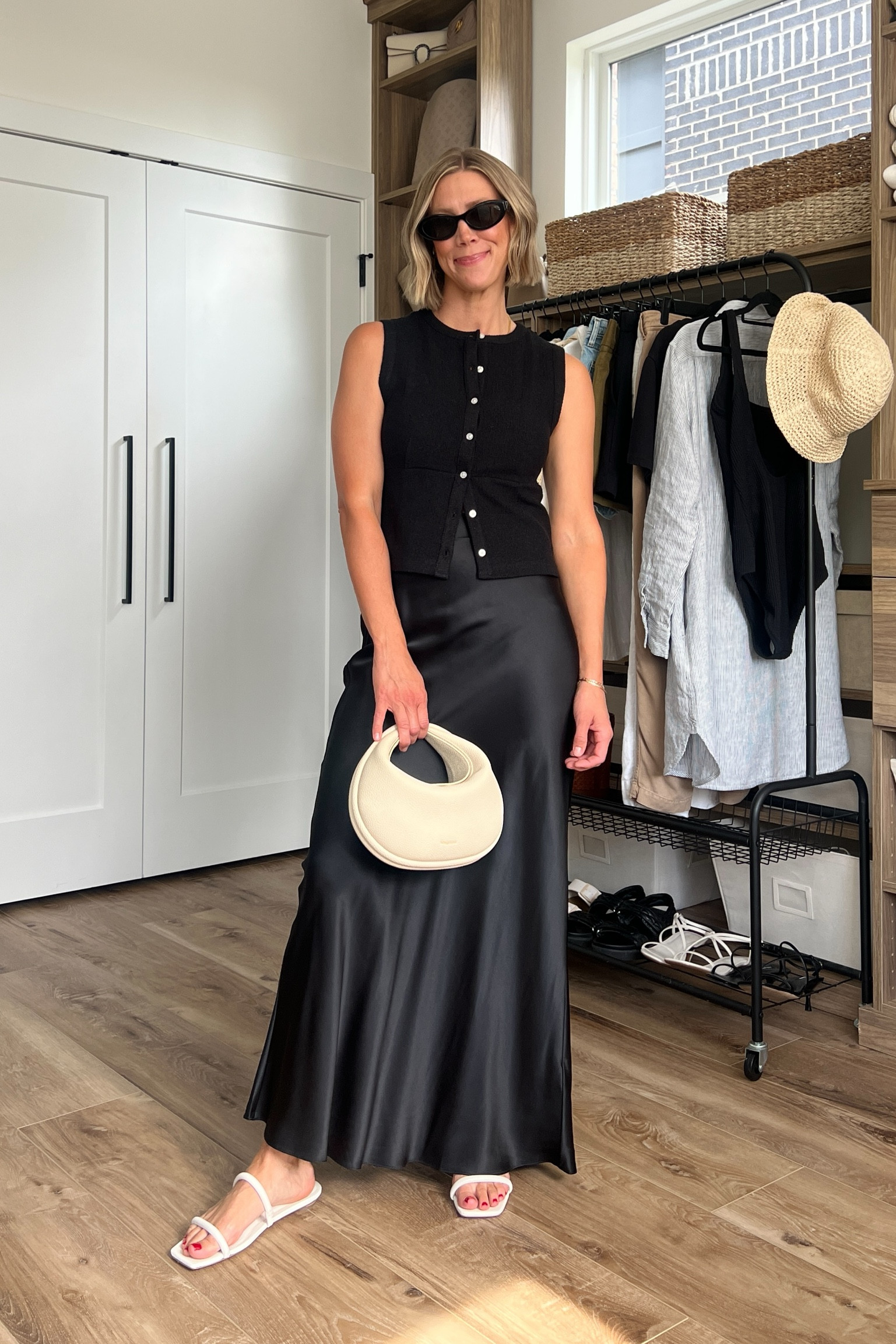 Wearing small silk skirt, small cardigan vest, sandals tts 

#LTKFindsUnder100 #LTKStyleTip #LTKFindsUnder50