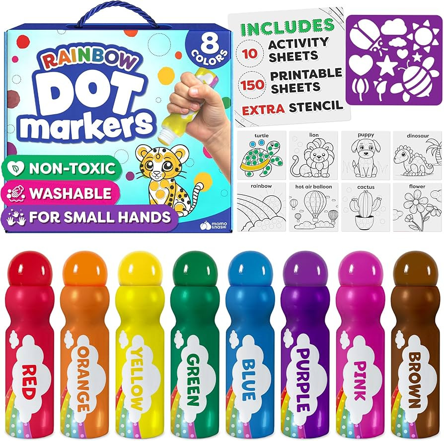 Dot Markers For Toddlers 1-3 - Dot Art Paints Washable For Kids - Includes Printed & PDF Coloring... | Amazon (US)