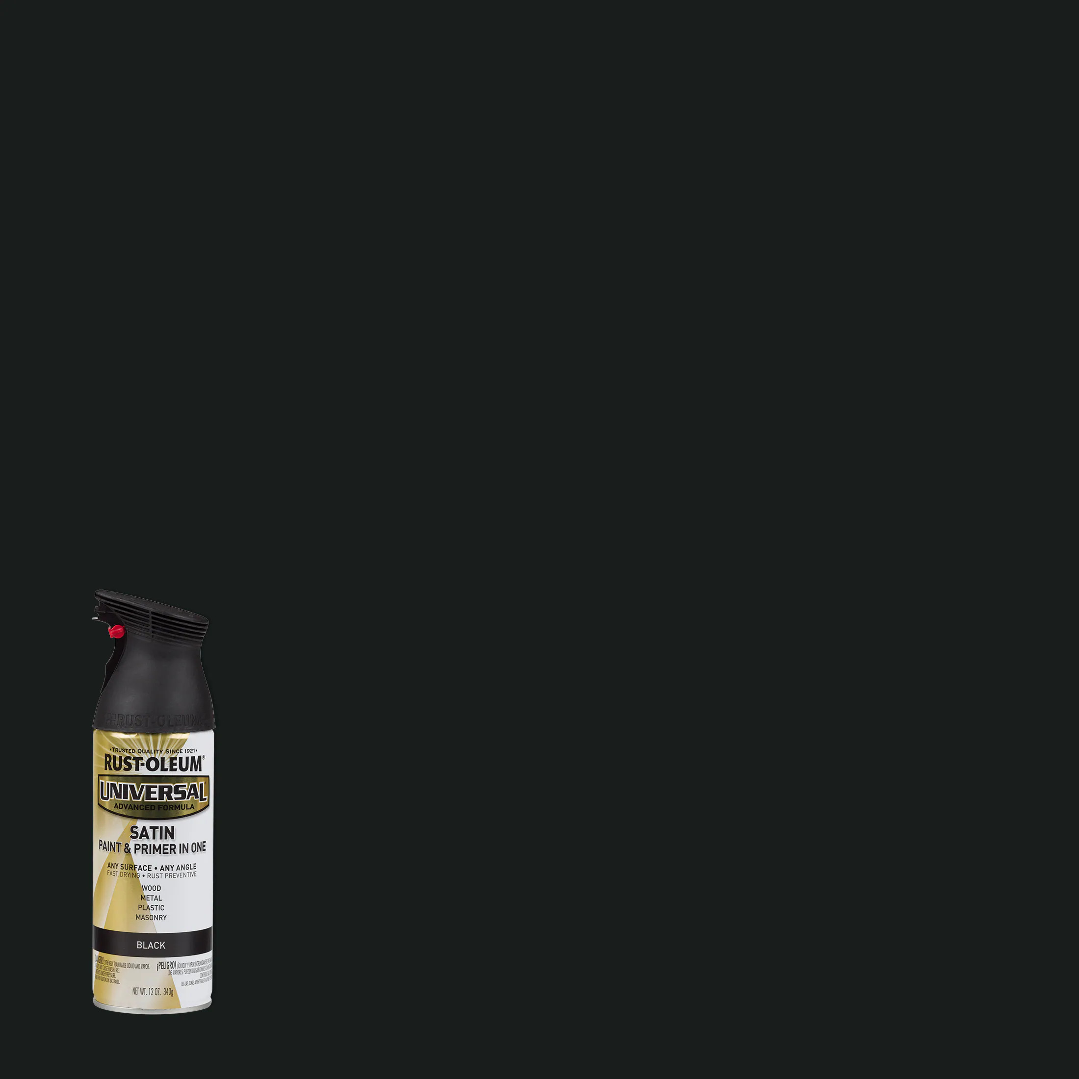 Rust-Oleum Universal Satin Black Spray paint and primer in one ( NET WT. 12.0-oz ) | 245197 | Lowe's