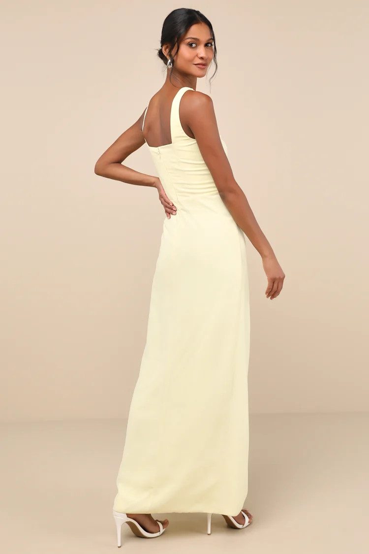 Glamorous Disposition Light Yellow Ruched Maxi Dress | Lulus
