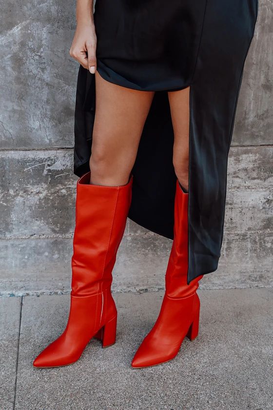 Katari Red Pointed-Toe Knee High Boots | Lulus (US)