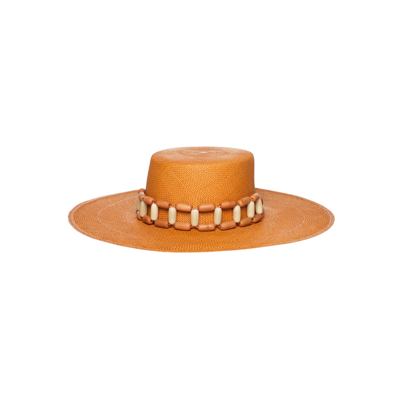 Melides - Wide Brim Boater Tagua Nut Bead Panama Toquilla Straw Hat | Artesano | Artesano