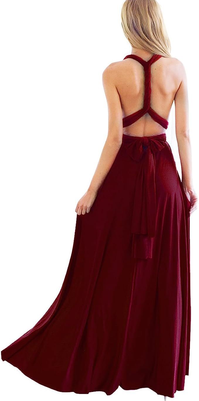 Women Transformer Evening Long Prom Dress Multi-Way Wrap Convertible Floor Length Wedding Halter ... | Amazon (US)