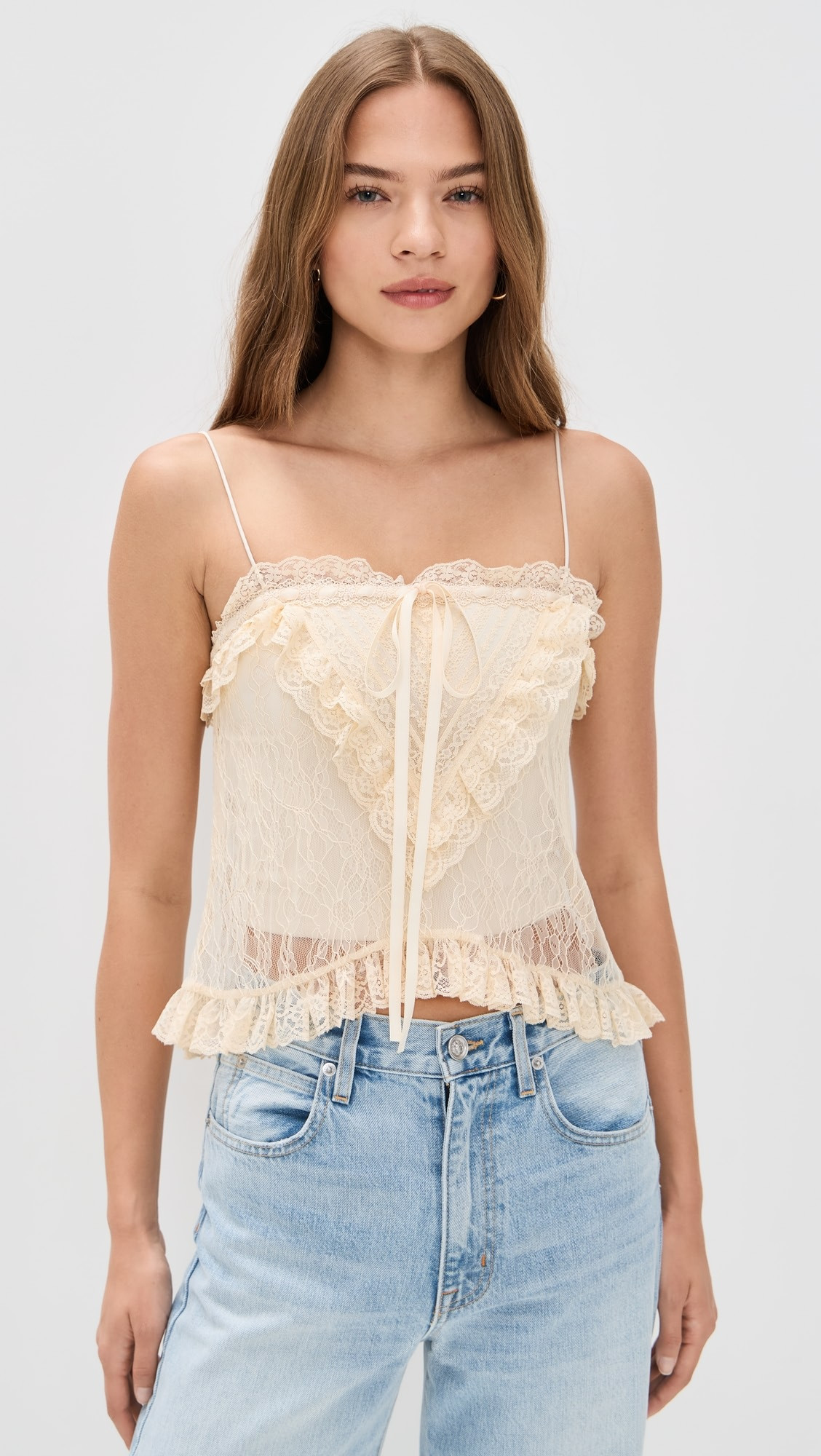 alice + olivia Alessia Lace Ruffle Crop Top | Shopbop | Shopbop