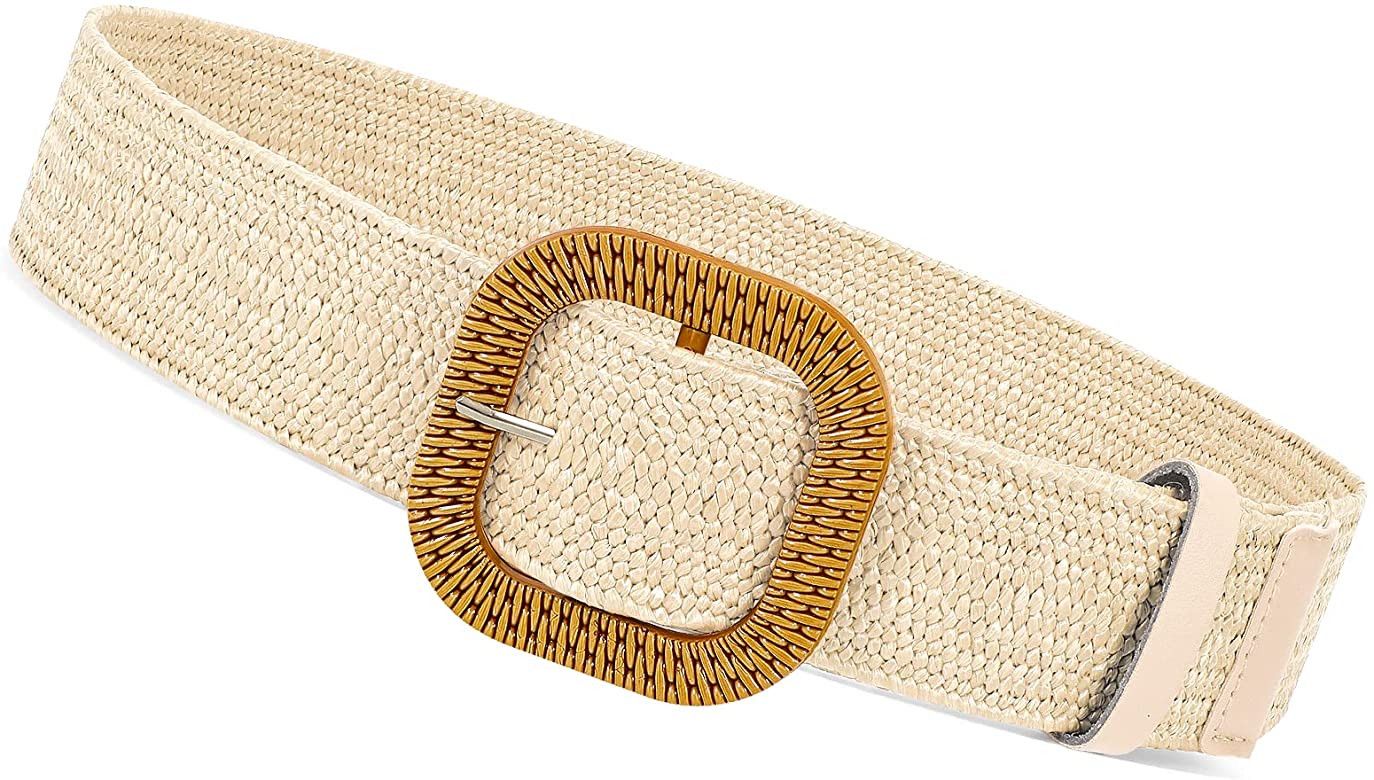 XZQTIVE Woven Belt for Women Straw Elastic Stretch Waist Belt Boho Belts Ladies Summer Beach Dres... | Amazon (US)