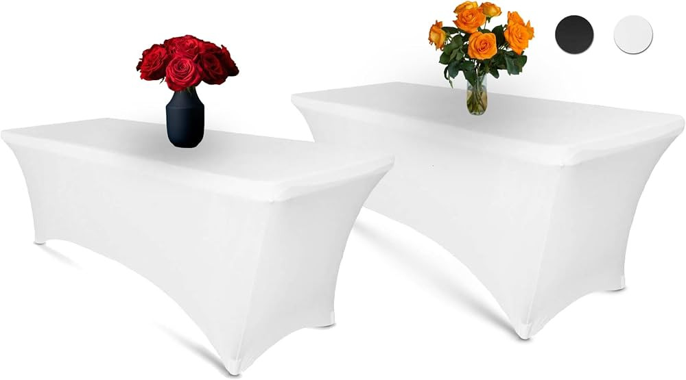 Luxury Collection 6ft Tablecloth Rectangular Spandex Linen - White Table Cloth Fitted Cover for 6... | Amazon (US)