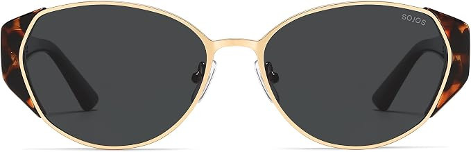 SOJOS Chic Polarized Oval Cat Eye Trendy Sunglasses for Women Men,Medium | Stainless Steel Frames... | Amazon (US)