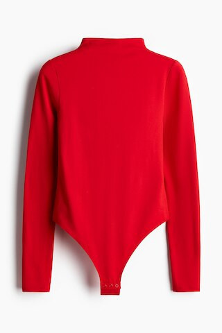 H & M - Mock Turtleneck Thong Bodysuit - Red | H&M (US + CA)