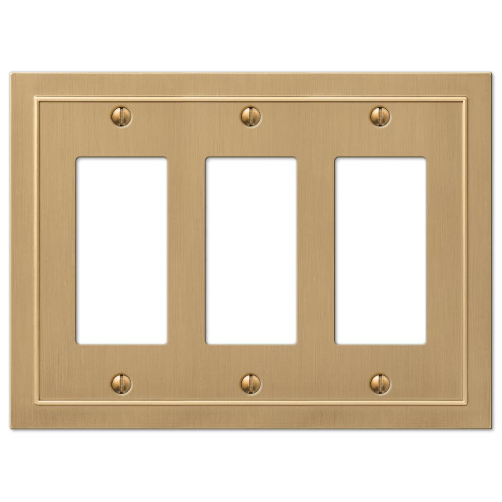 AMERELLE Bethany 3 Gang Rocker Metal Wall Plate - Brushed Bronze | The Home Depot