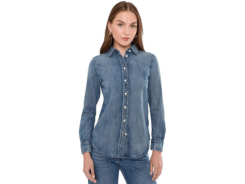 Lauren Ralph Lauren Classic Fit Denim Shirt Women's Clothing Odwin Wash : LG, Cotton | Zappos