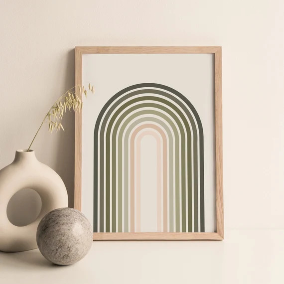The Oliver Print  Neutral Nursery Decor  Green Rainbow Print | Etsy | Etsy (US)