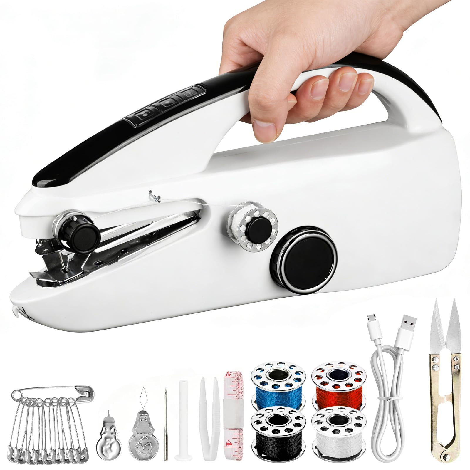Handheld Sewing Machine, Portable Mini Sewing Machine for Beginners Adults, Easy to Use & Quick Home Clothing Repair Tools, Suitable for Sewing Fabrics, Clothes, Curtains, Family Travel, DIY | Amazon (US)