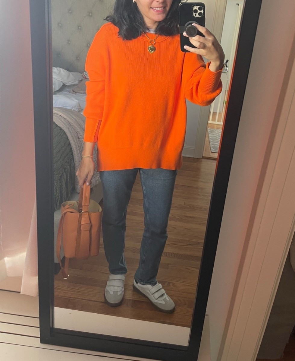 OOTD
Outfit of the day
Pumpkin patch outfit
Fall style
Fall outfit
Orange sweater
Bucket bag
Sneakers
Jeans

#LTKFindsUnder50 #LTKFindsUnder100