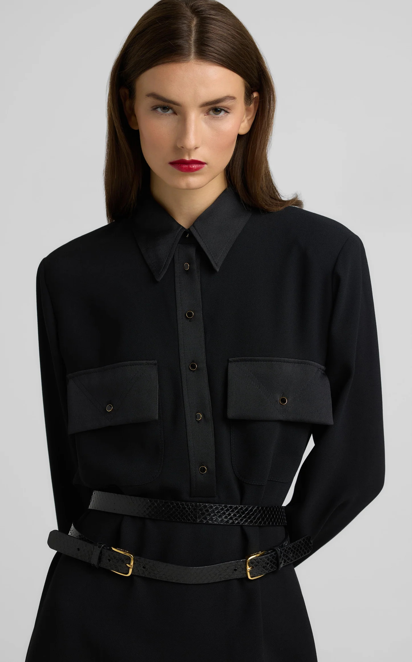 Patch Pocket Satin Crepe Dress | St. John Knits