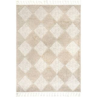 nuLOOM Marissa Beige 10 ft. x 13 ft. High/Low Diamond Tassel Area Rug OZNN15A-10013 - The Home De... | The Home Depot