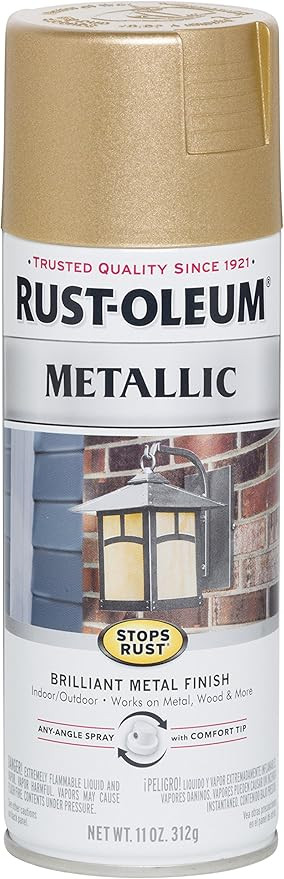 Rust-Oleum 286524 Stops Rust Metallic Spray Paint, 11 oz, Warm Gold | Amazon (US)