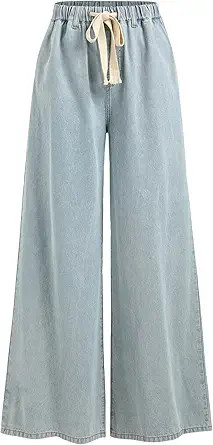 CIDER Wide Leg Jeans High Wasited Drawstring Baggy Denim Pants with Pockets | Amazon (US)