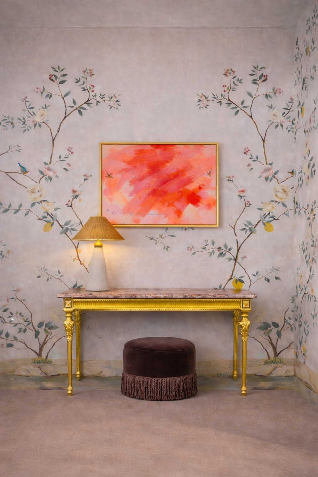 Weekends call for a quiet corner like this — a little moment to slow down and enjoy the beauty of home.

I’ve always loved spaces that feel layered and elegant. The hand-painted wallpaper brings so much softness and story to the room, while the antique console adds that timeless character you simply can’t replicate with new pieces.

What really draws me in here is the abstract artwork. The color and movement give the space a beautiful burst of energy against the delicate wallpaper.

And the lamp might be my favorite detail — the woven shade creates the most beautiful warm glow in the evening. It instantly makes the whole corner feel cozy and relaxed.

Sometimes all you need is one elegant corner to unwind. #eleganthome
#interiorvignette
#consoledecor
#antiqueconsole
#tablelamp
#wovenshade
#abstractart
#wallpaperdecor
#chinoiseriewallpaper
#decorcorner
#cozycorner
#interiorstyle
#classicdecor
#homestyling


#LTKSaleAlert #LTKHome #LTKFestival