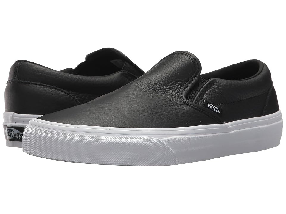 Vans Classic Slip-On DX ((Tumble Leather) Black/True White) Skate Shoes | Zappos