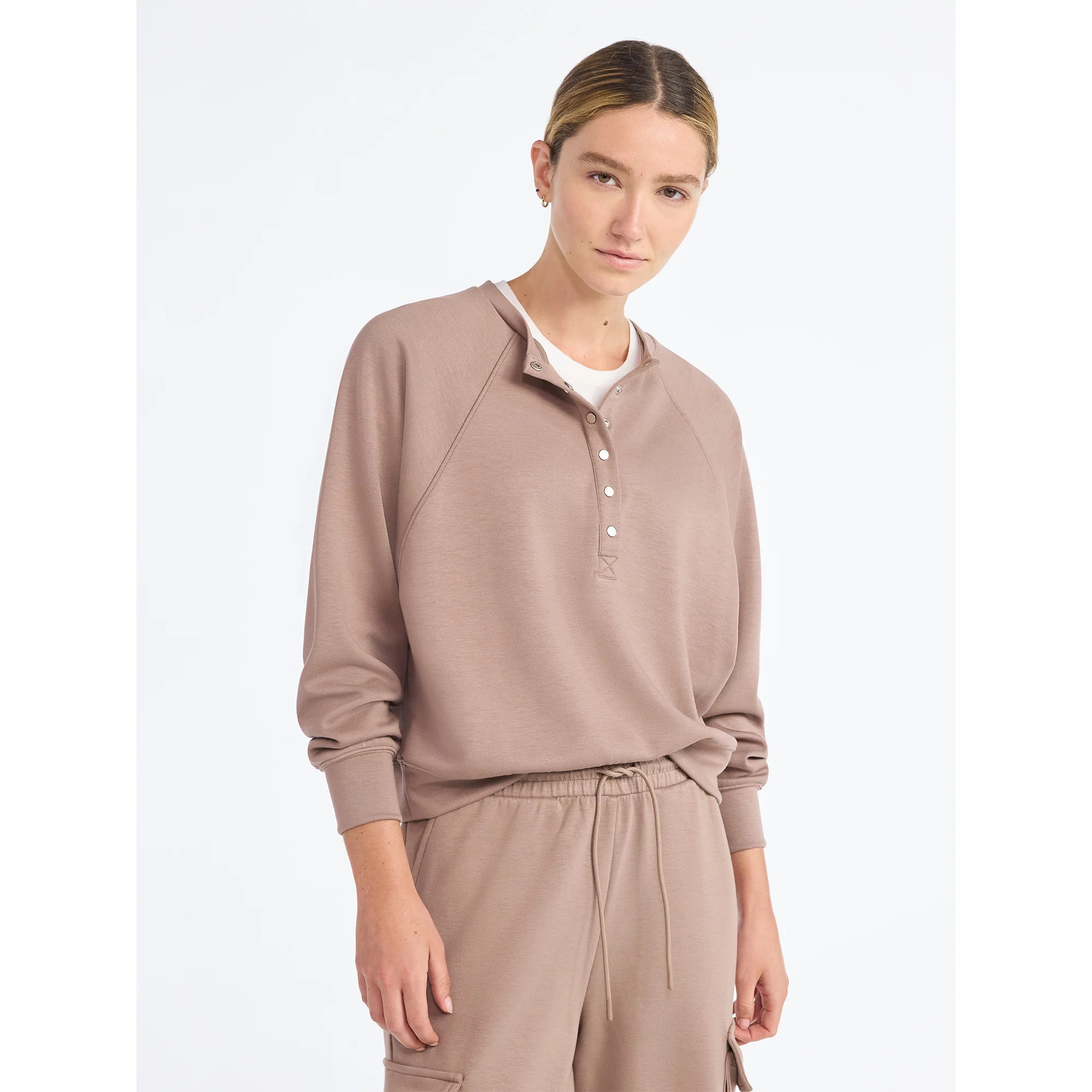 Scoop Women’s New Scubaknit Raglan Henley Top, Sizes XS-XXL | Walmart (US)