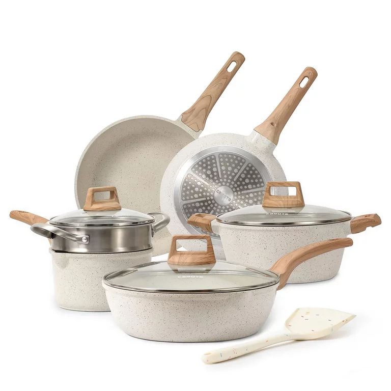 Carote Pots and Pans Set Nonstick, White Granite Induction Kitchen Cookware Sets, 10 Pcs | Walmart (US)