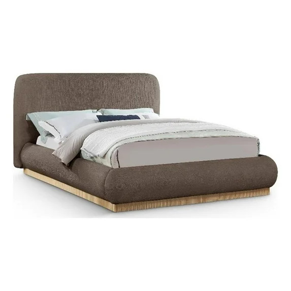 Meridian Furniture Rigby Brown Linen Textured Fabric Queen Bed | Walmart (US)