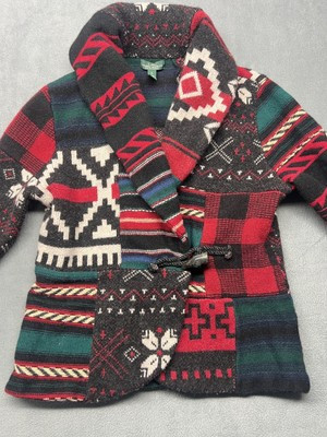 Vintage Ralph Lauren Co Aztec Southwestern Wool Shawl Collar Faux Bone Toggle XL  | eBay | eBay US