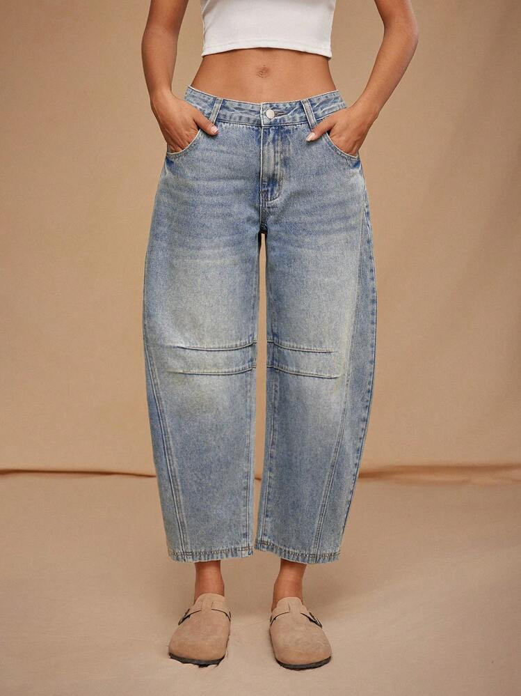 Forever 21 Autumn Winter Low-Waist Distressed Baggy Ankle-Length Jeans | SHEIN