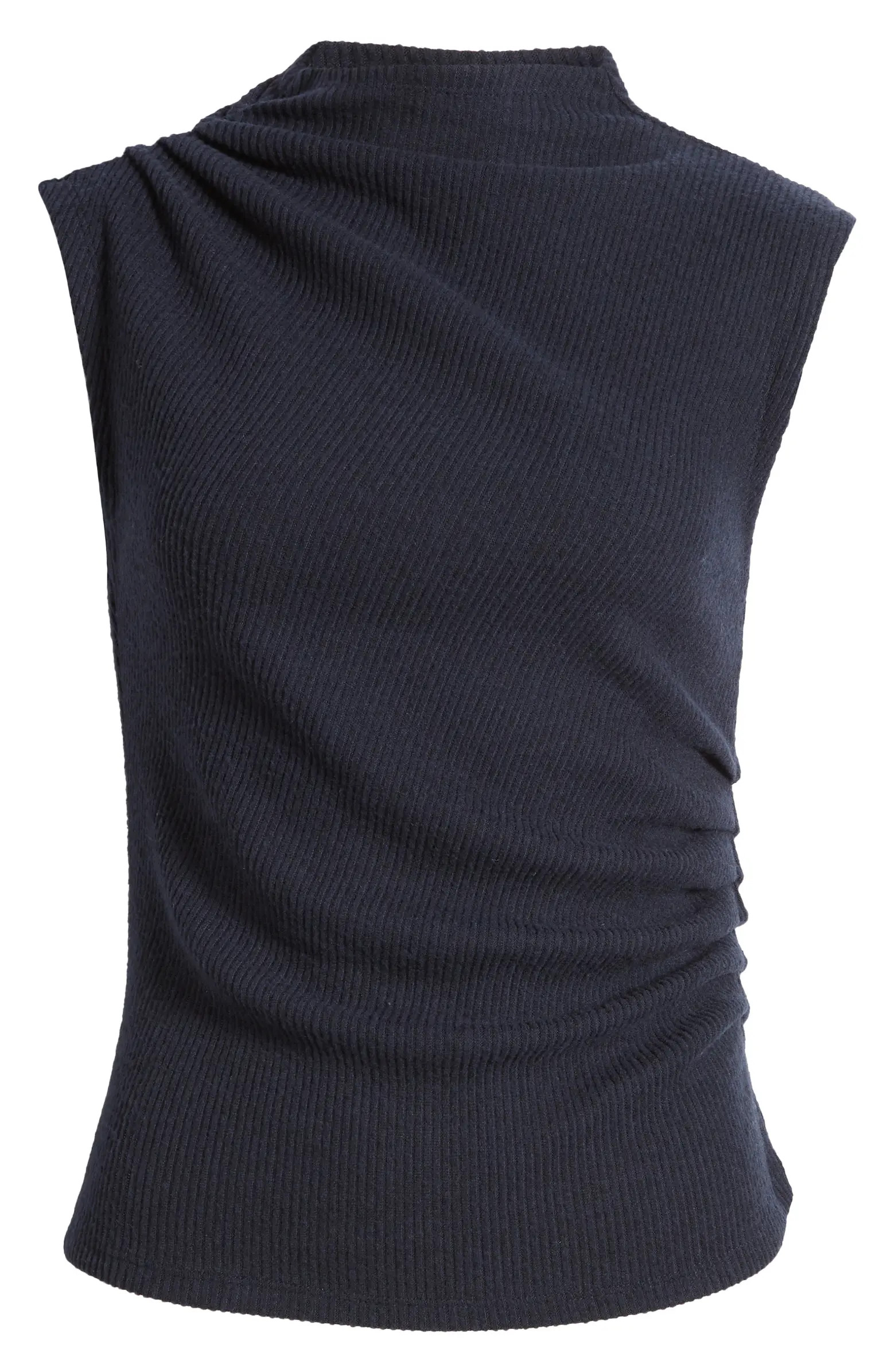 Asymmetric Ruched Sleeveless Mock Neck Knit Top | Nordstrom
