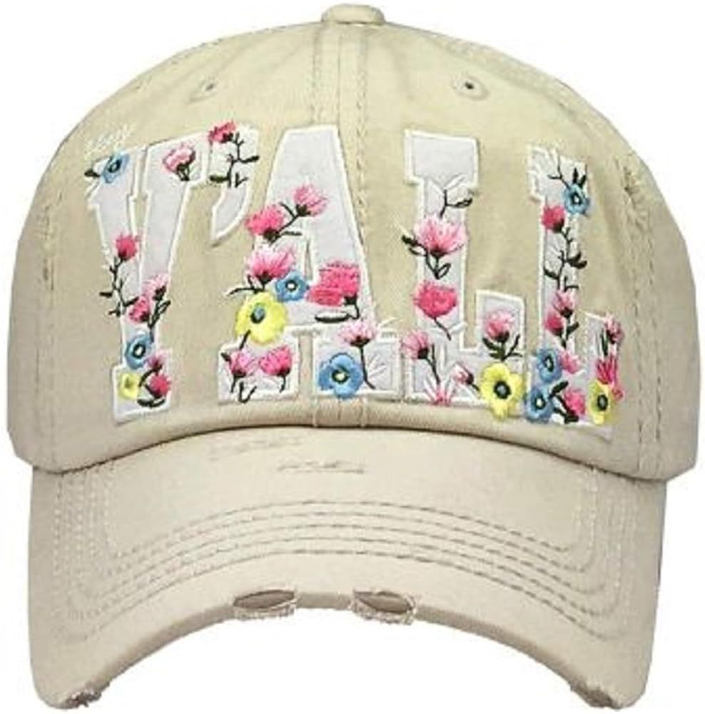 Adjustable Flower Floral Hey Yall Western Distressed Vintage Cap Hat Jp | Amazon (US)