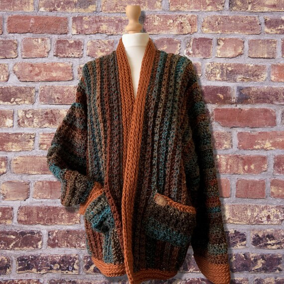 Multicoloured, chunky, oversized ,cardigan with pockets,Women cardigan, Winter wear, Cosy cardiga... | Etsy (US)