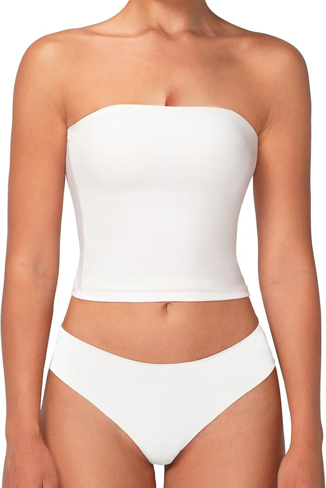 Sunzel Women’s Strapless Sexy Tube Top Double Lined Sleeveless Crop Top Summer Basic Bandeau To... | Amazon (US)