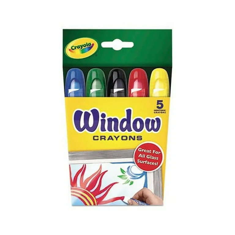 Crayola Washable Window Crayons, 5 Count, Red,Blue,Black,Green,Yellow | Walmart (US)