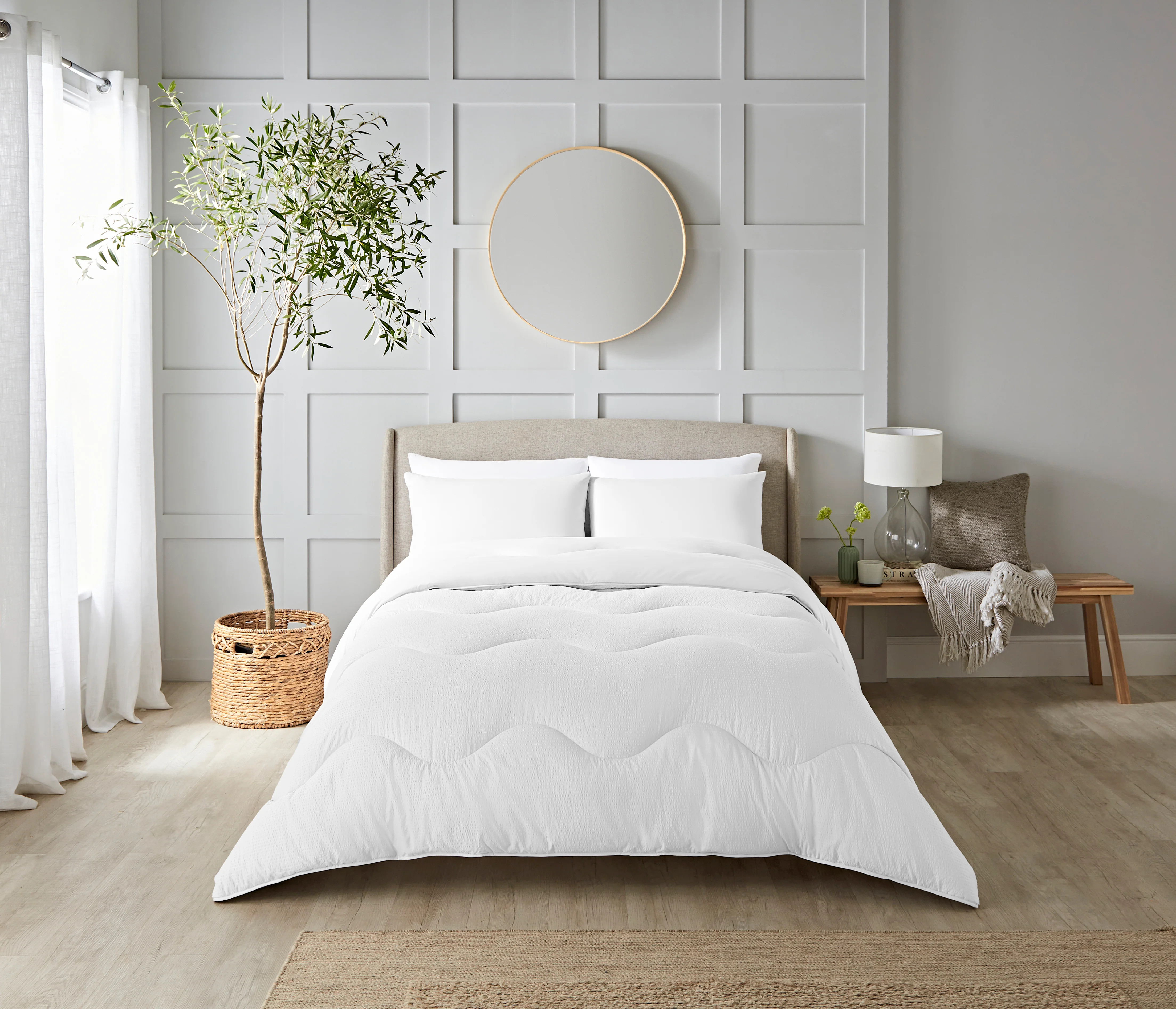 White Seersucker All-In-One Comforter | Night Lark