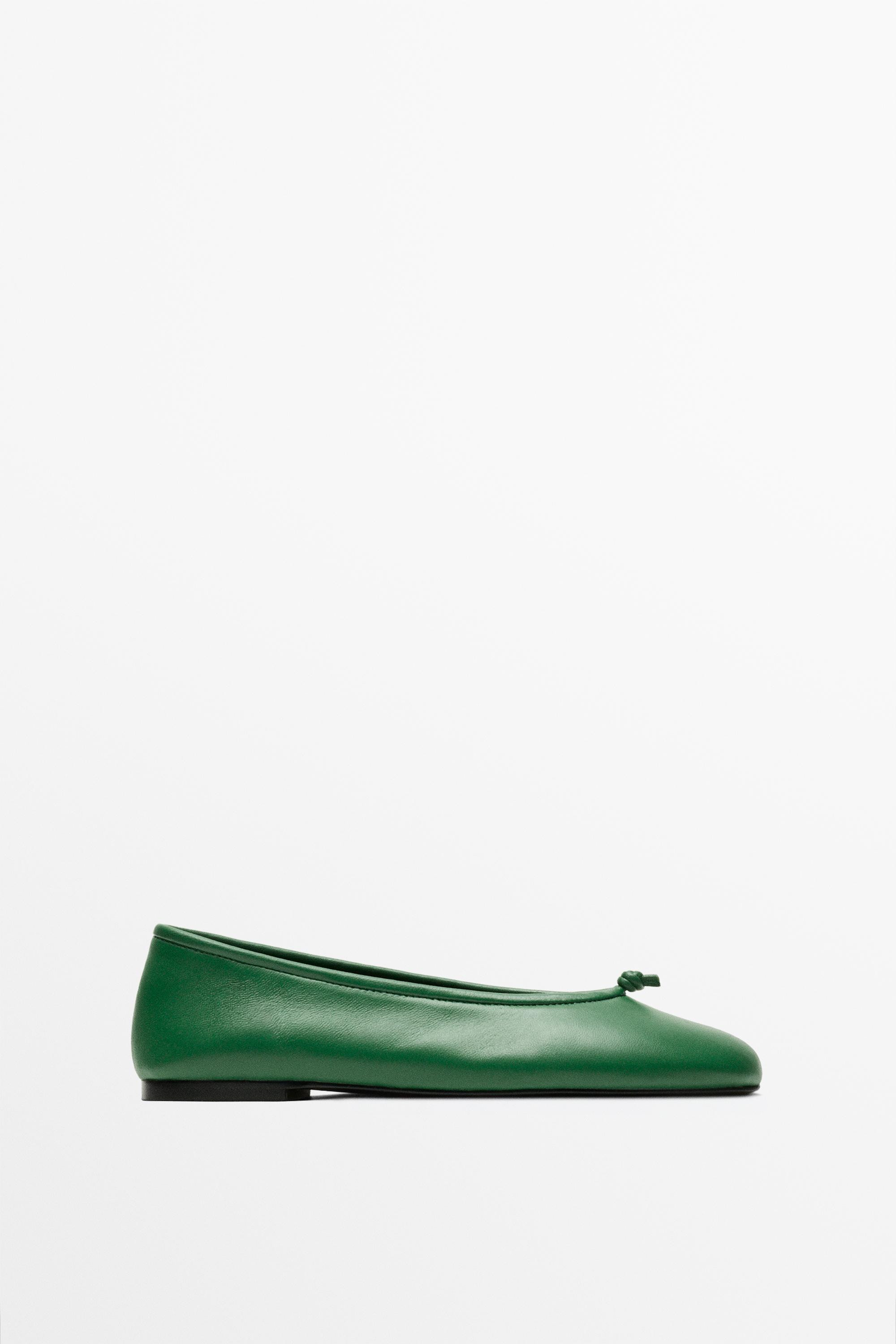 Leather knot ballet flat | Massimo Dutti UK