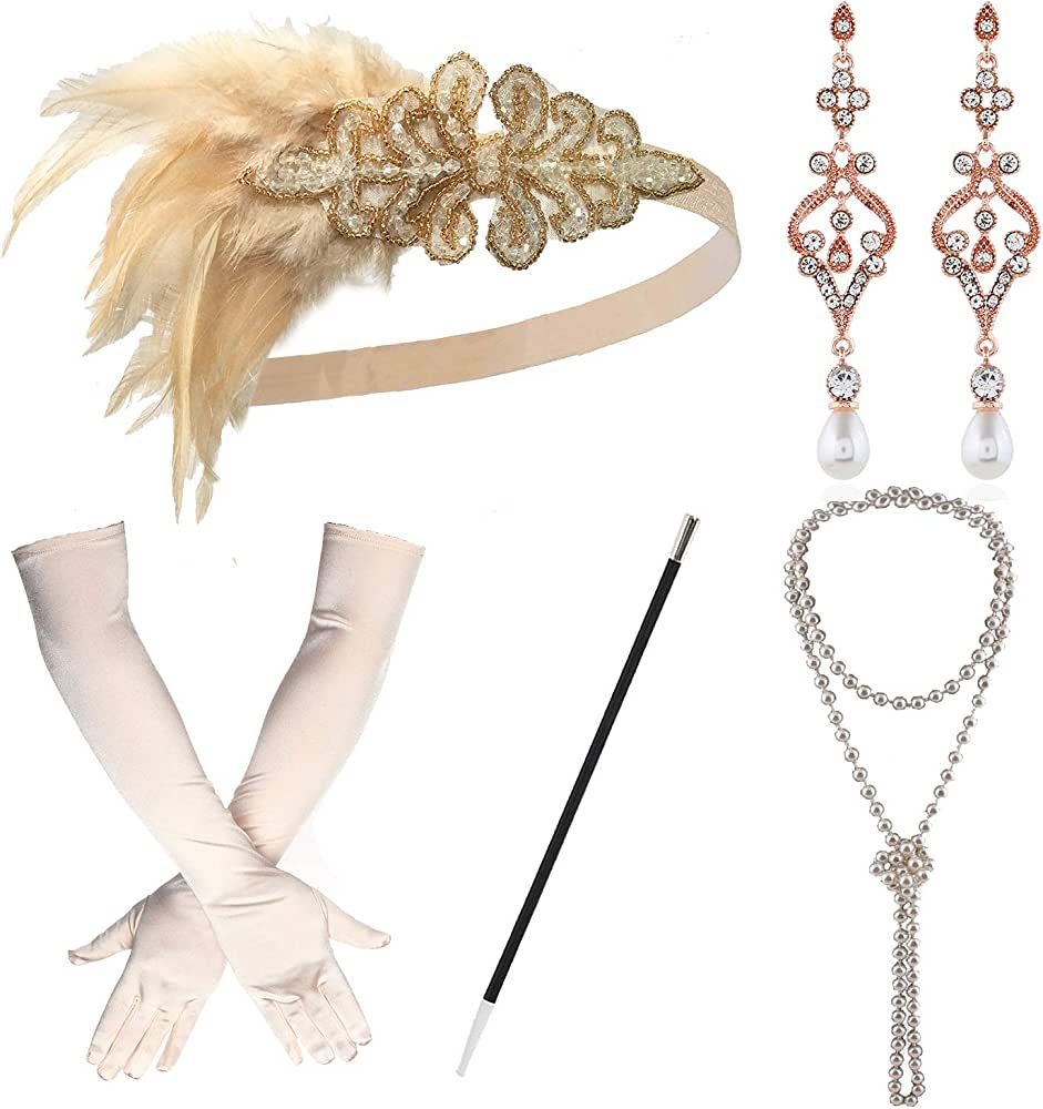 ZeroShop 1920s Great Gatsby Accessories Set for Women,Costume Flapper Headpiece Headband | Amazon (US)