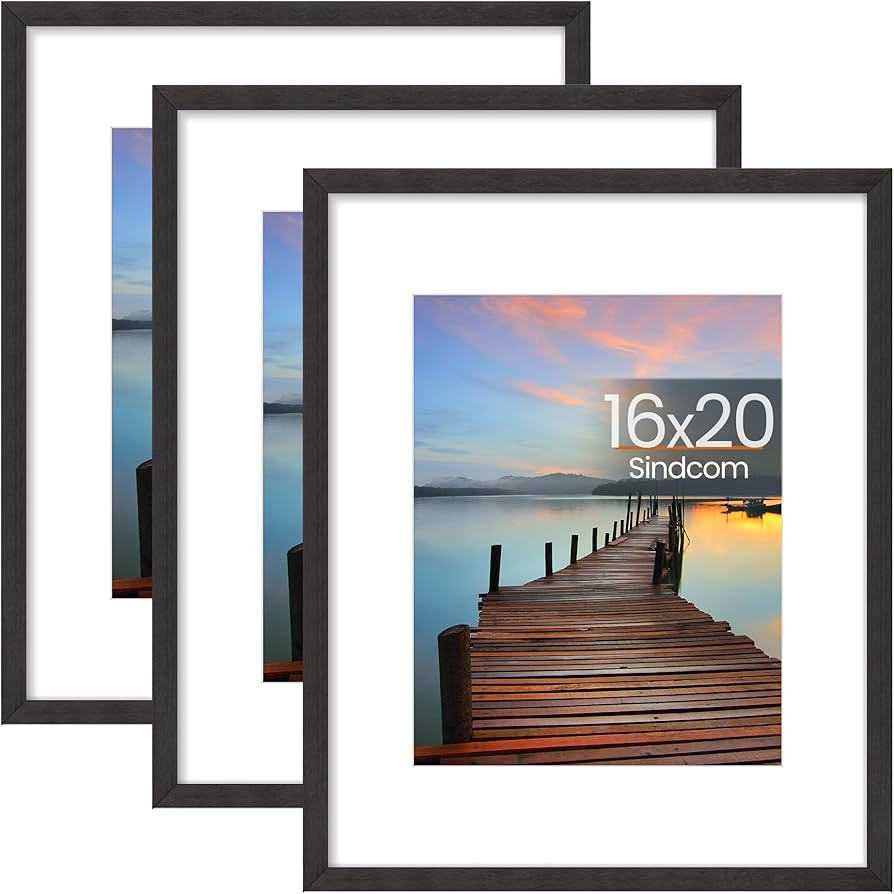 16x20 Poster Frame 3 Pack, Picture Frames with Detachable Mat for 11x14 Prints, Horizontal and Ve... | Amazon (US)