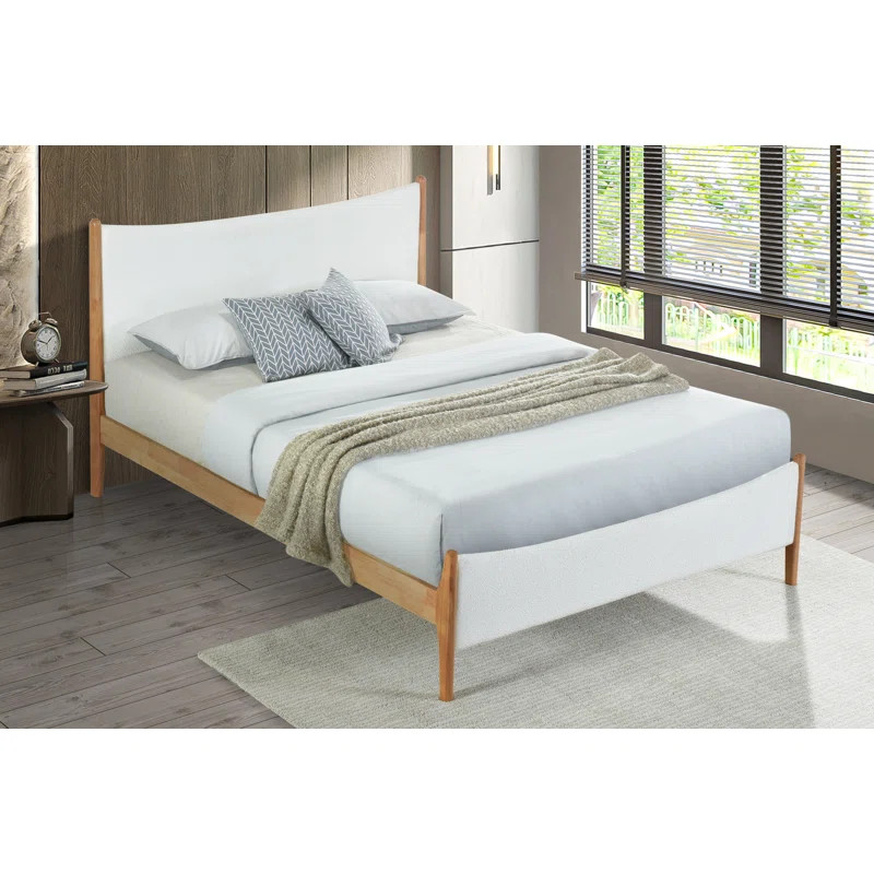 Rowtag Agapita Upholstered Boucle Solid Wood Platform Bed | Wayfair North America