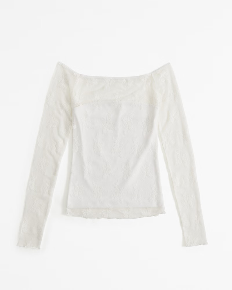 Long-Sleeve Lace Slash Top | Abercrombie & Fitch (US)