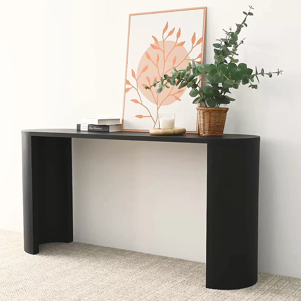 Charkita 60" Modern Minimalist Console Table with Curved Pedestal Base | Wayfair North America