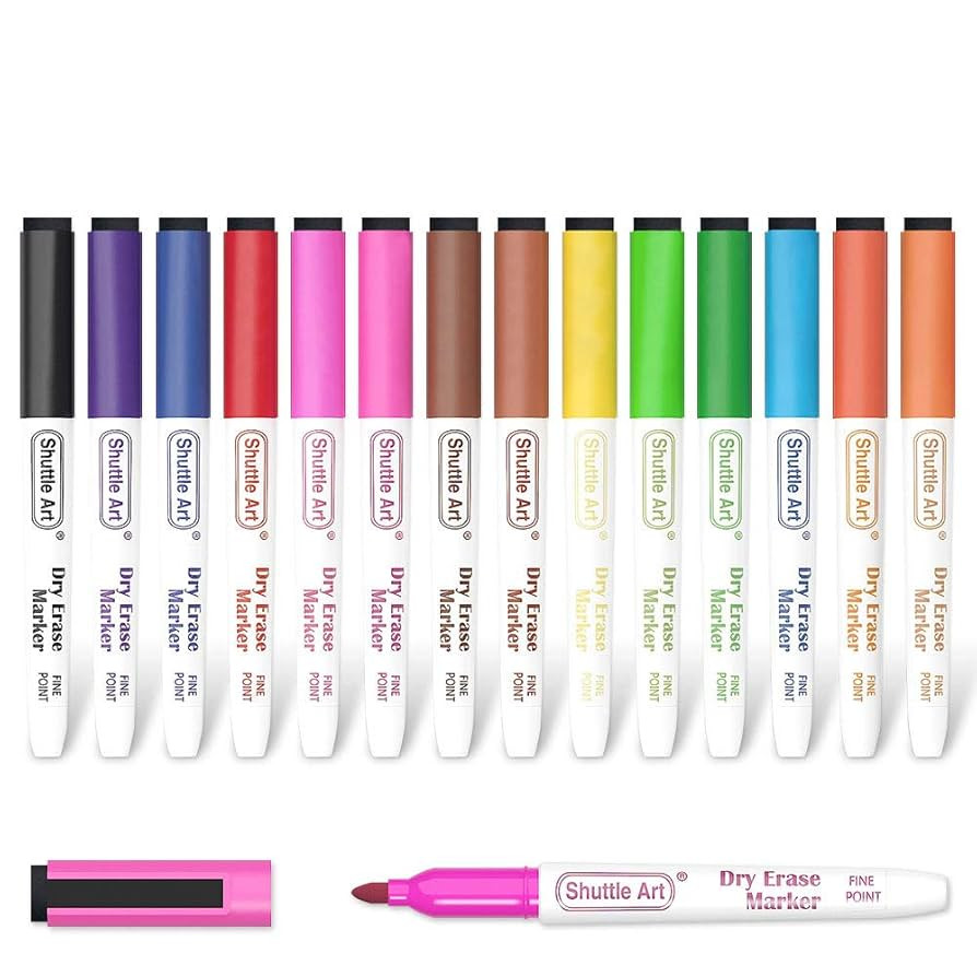 Shuttle Art Dry Erase Markers, 15 Colors Magnetic Whiteboard Markers with Erase,Fine Point Perfec... | Amazon (US)