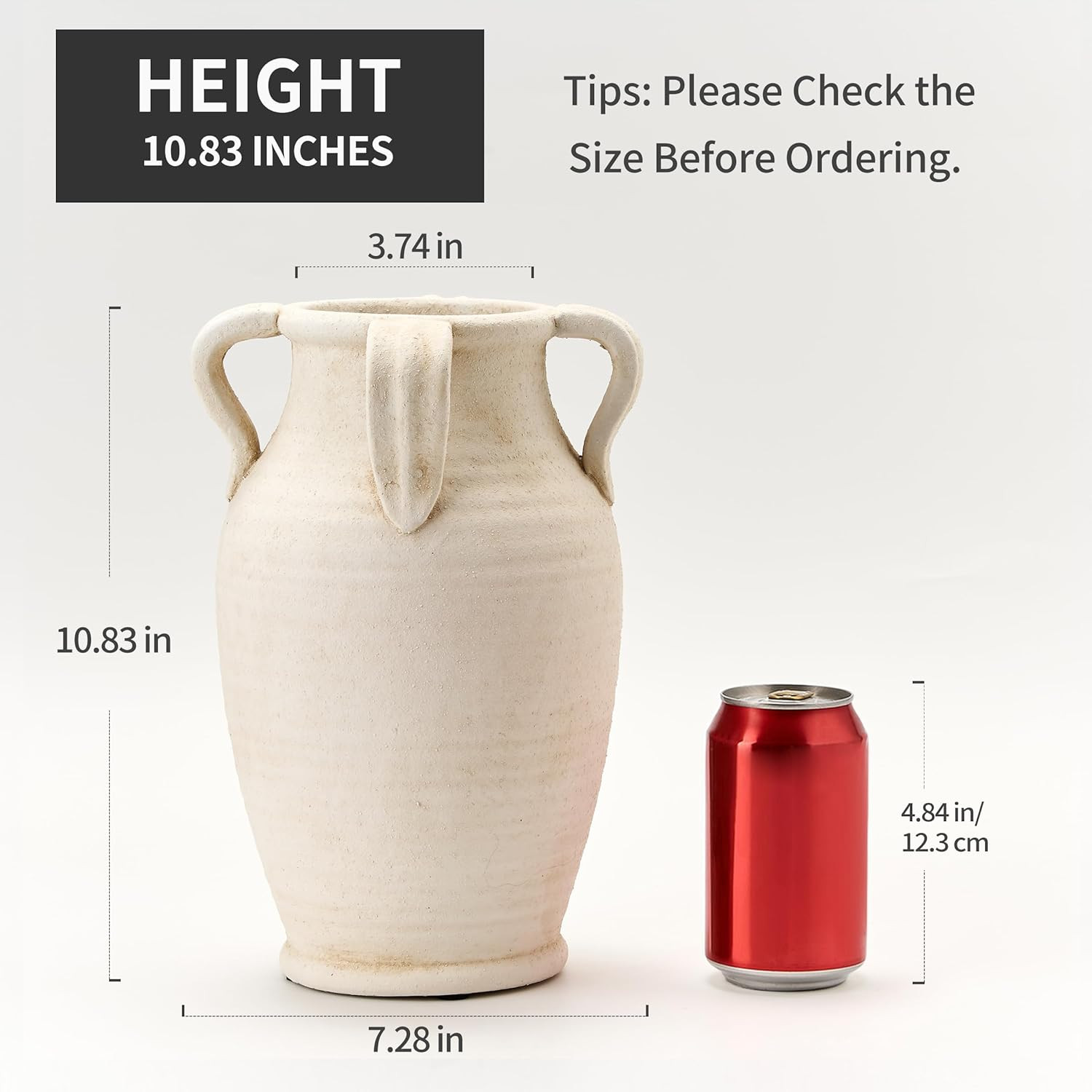 Handmade Ceramic Vase with 4 Handles, 10.83" Tall Farmhouse Rustic Vase, Decorative Pottery Flowe... | Amazon (US)