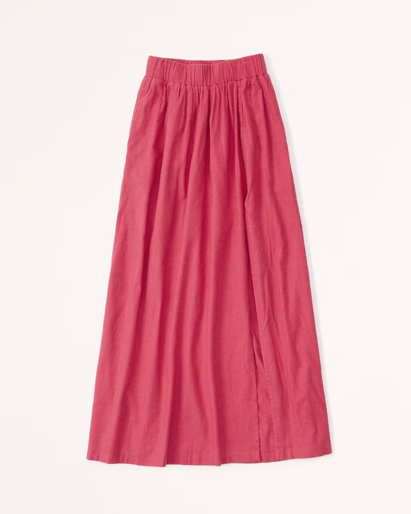 Women's Linen-Blend Maxi Skirt | Women's New Arrivals | Abercrombie.com | Abercrombie & Fitch (US)